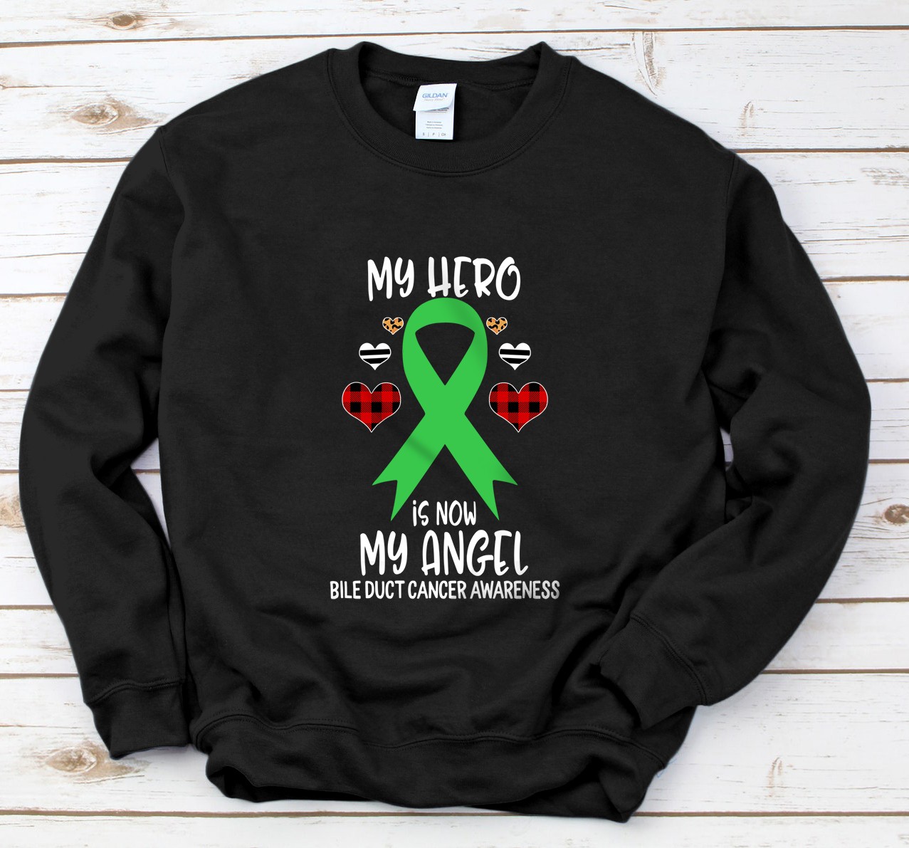 Personalized Bile Duct Cancer Awareness Remembrance Hero is now My Angel Sweatshirt