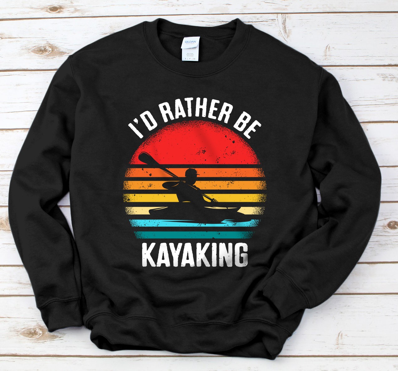 Personalized Vintage Kayaking Sunset Paddling Water Sports Sweatshirt
