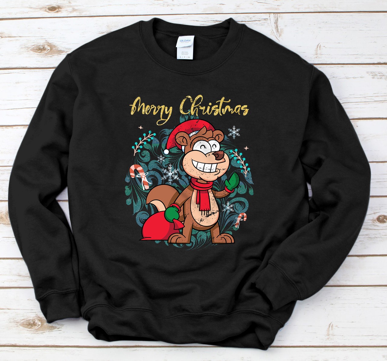 Personalized Merry Christmas Xmas Animal Cute Squirrel Sweatshirt