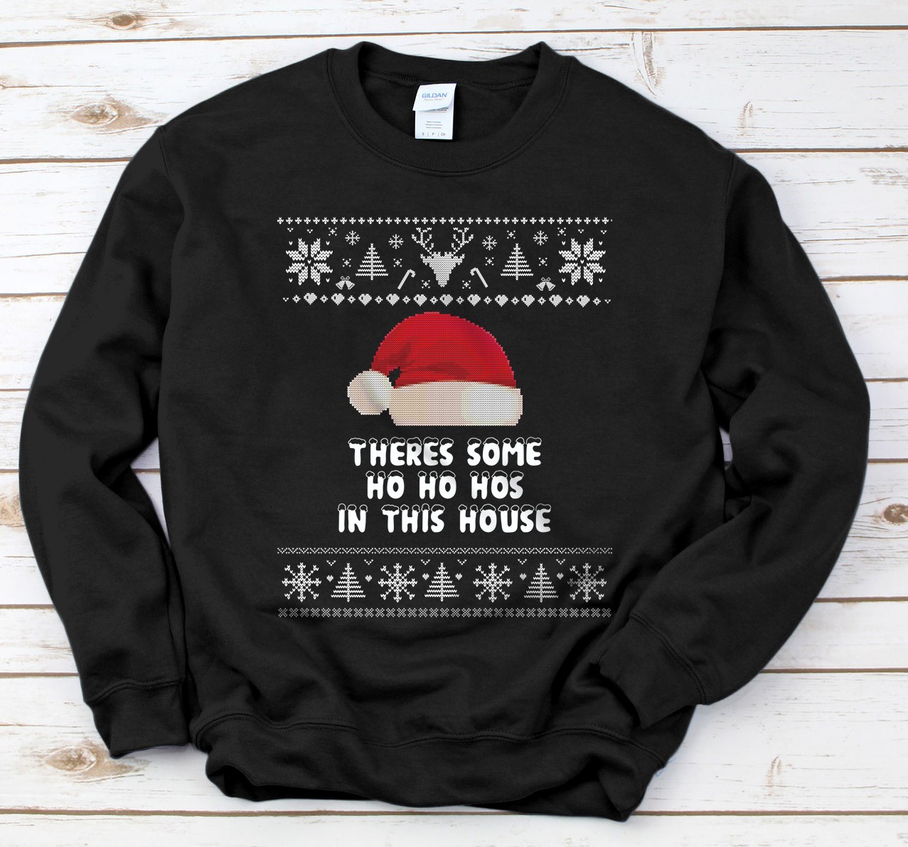 Personalized There's Some Hos In This House Funny Christmas Santa Claus Sweatshirt