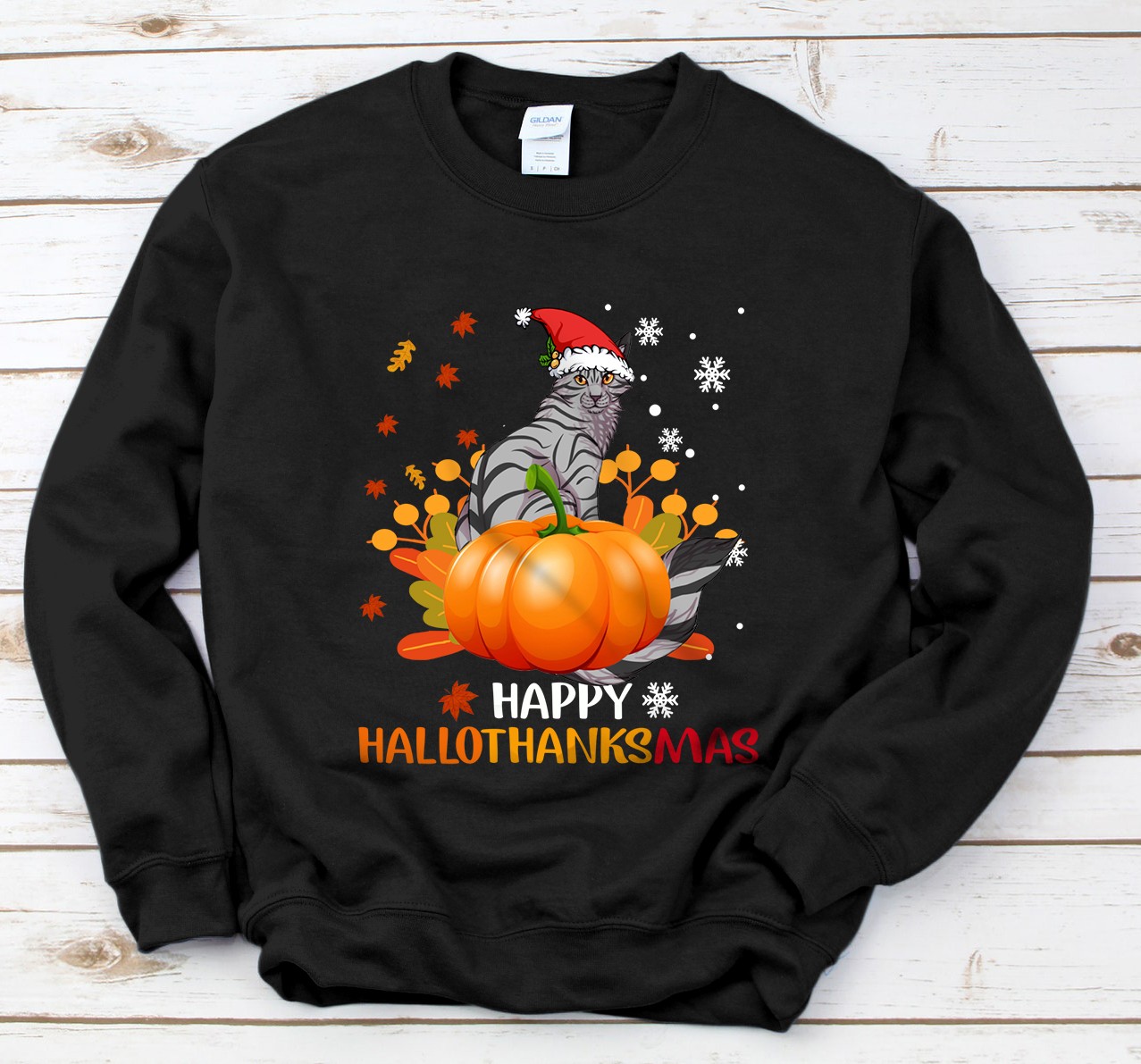 Personalized American Shorthair Happy Hallothanksmas Halloween Christmas Sweatshirt