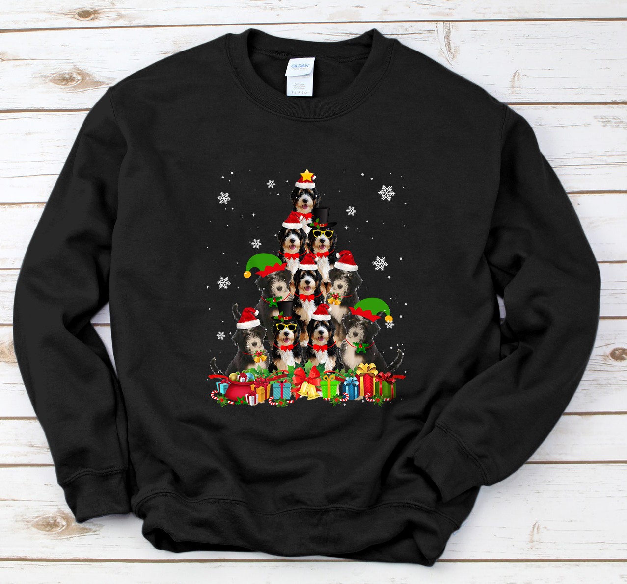 Personalized Bernedoodle Christmas Tree Funny Dog Lover Xmas Gifts Sweatshirt