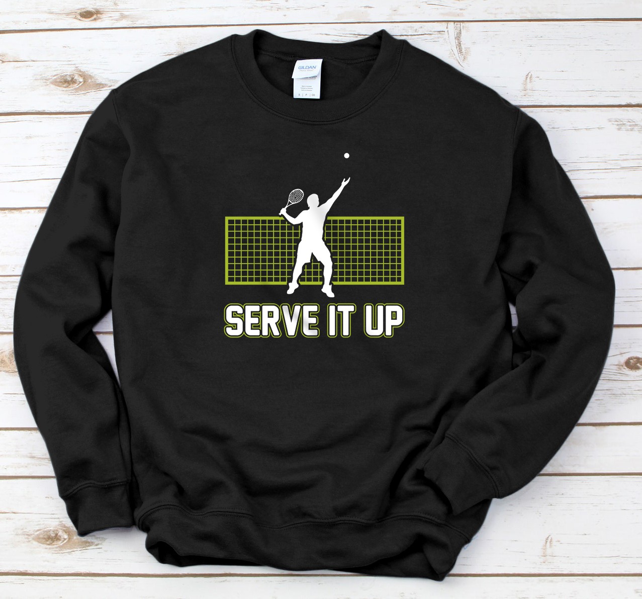 Personalized Serve It Up Funny Retro Style Tennis Player Christmas Gift Sweatshirt