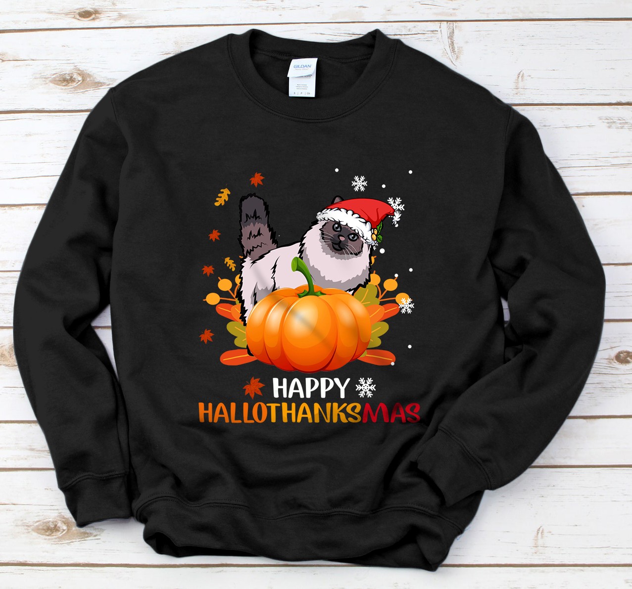 Personalized Birman Happy Hallothanksmas Halloween Christmas Sweatshirt