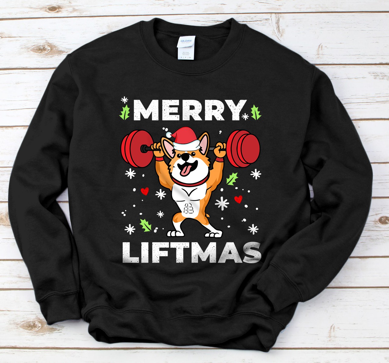Personalized Merry Liftmas Christmas Weightlifting and Corgi Dog Lovers Sweatshirt