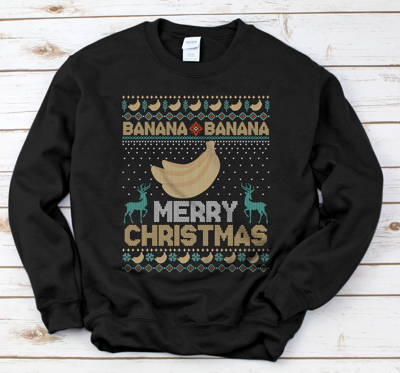 Personalized Banana Merry Christmas Ugly Christmas Sweater Sweatshirt