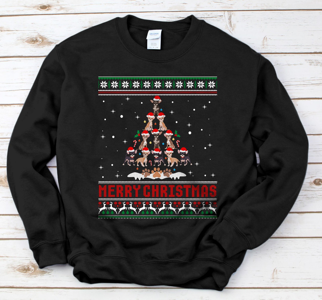 Personalized Chihuahua Christmas Tree Merry Christmas Ugly Sweater Sweatshirt