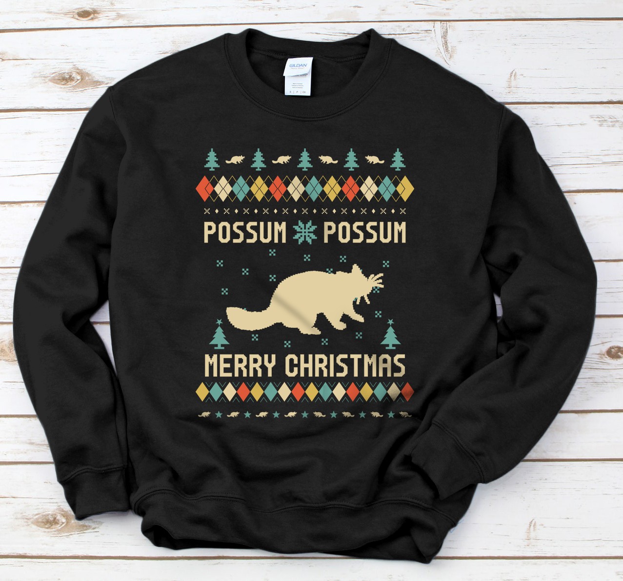 Personalized POSSUM Funny Ugly Christmas Sweater Vintage Retro Sweatshirt