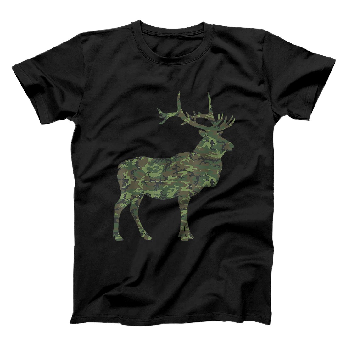 Personalized Military Elk Camo Print US Wapiti Deer Stag Veteran Men Gift T-Shirt