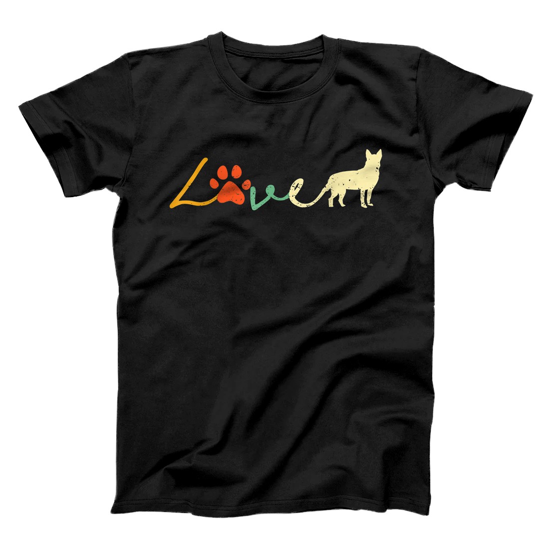 Personalized Love Blue Heeler Gift Red Australian Cattle Dog Paw Print T-Shirt
