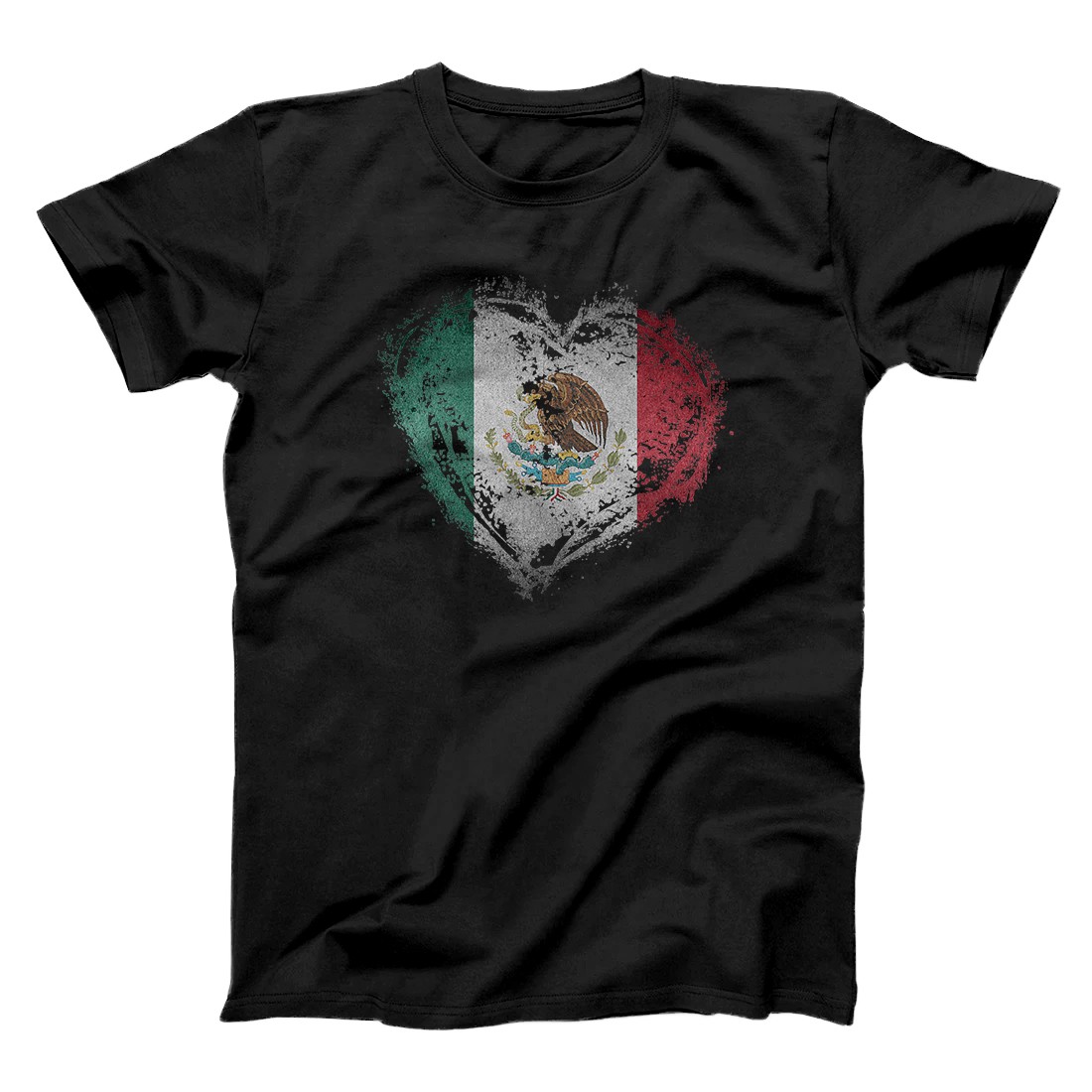 Personalized Vintage Mexico Heart Shape Mexican Flag Stylish Design Premium T-Shirt