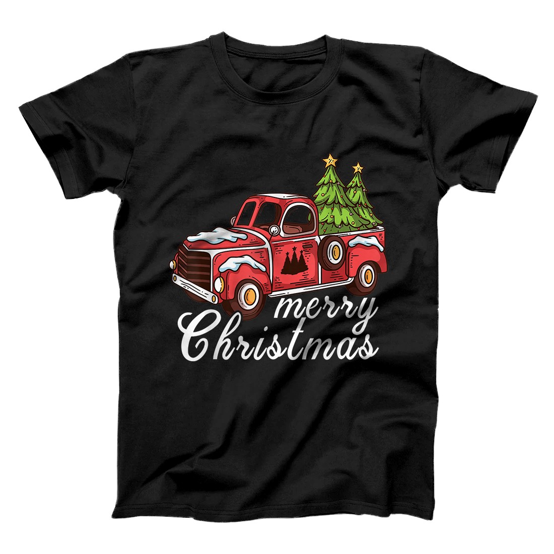 Personalized Vintage Gift Merry Christmas - Christmas Red Truck Xmas Tree T-Shirt