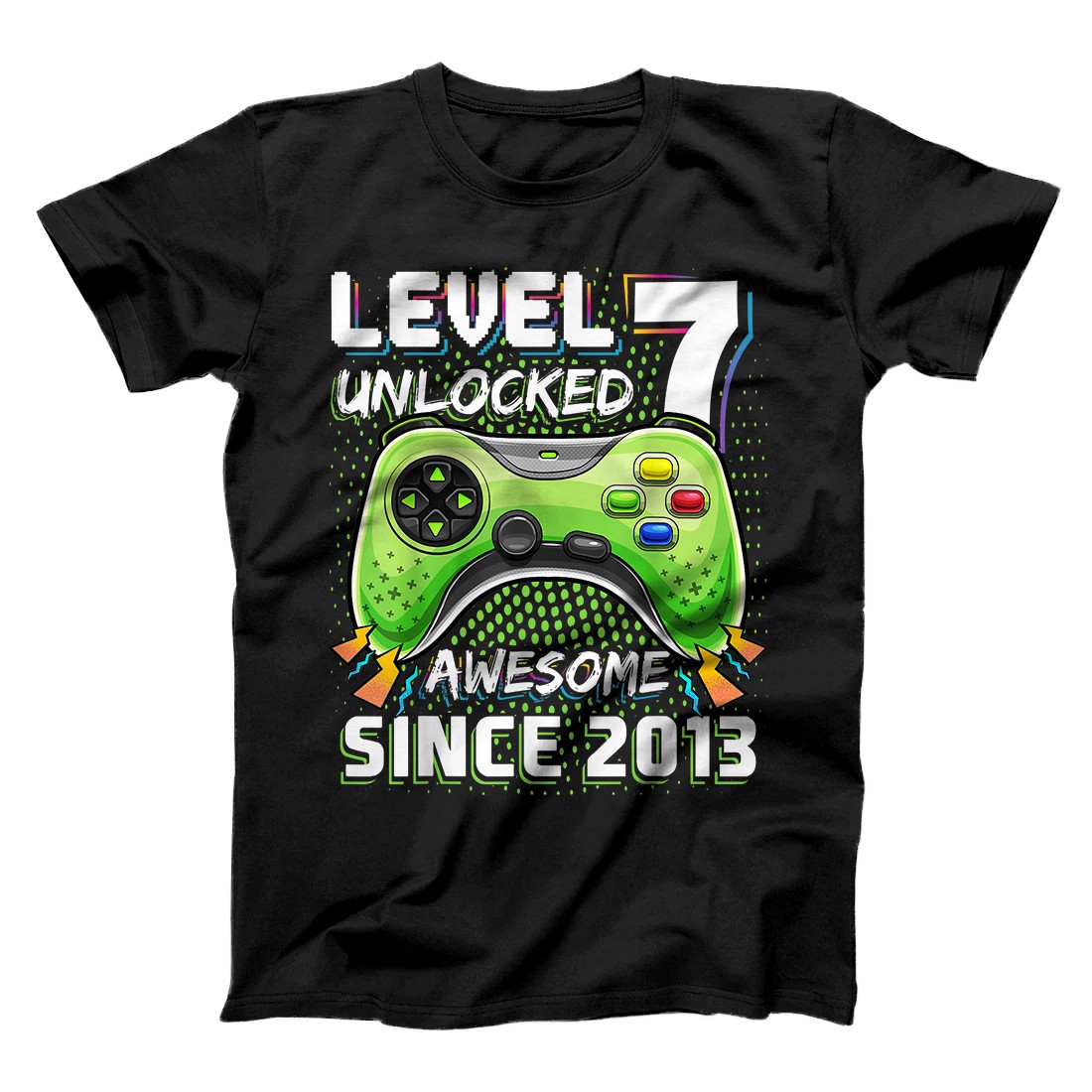 Personalized Level 7 Unlocked Awesome Since 2013 Video Game 7th Birthday T-Shirt