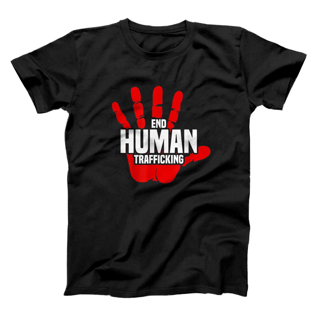 Personalized End Human Trafficking Red Handprint Stop Human Trafficking T-Shirt