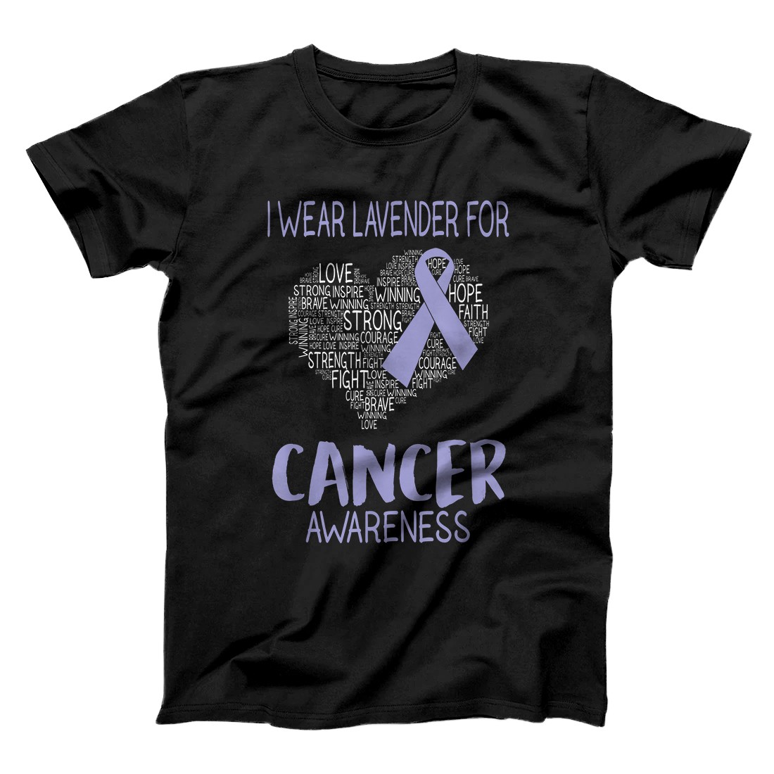 Personalized I Wear Lavender For Cancer Awareness - Cancer Ribbon T-Shirt