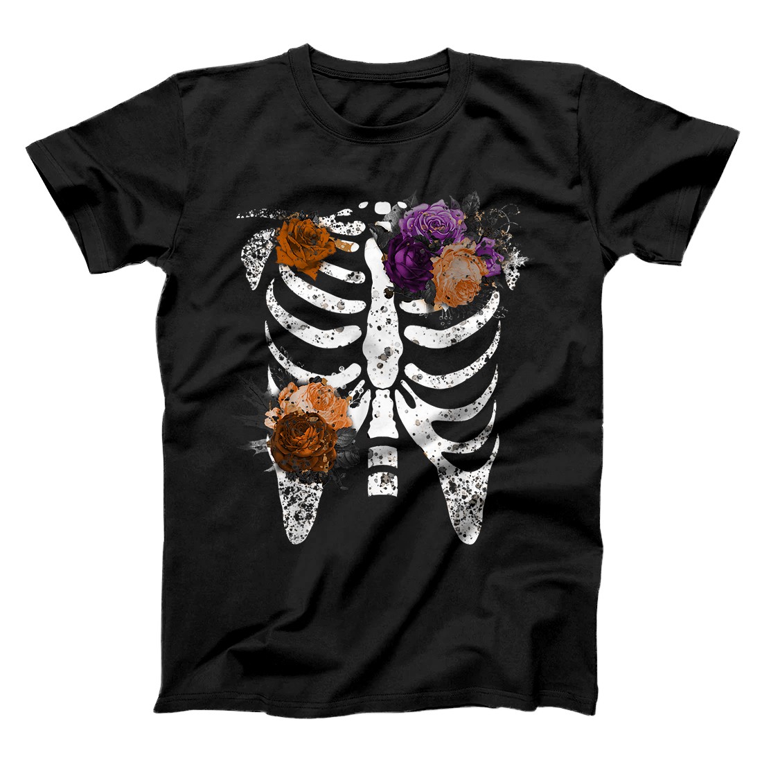 Personalized Halloween Day of Dead Skeleton Vintage Flowers Decorated T-Shirt