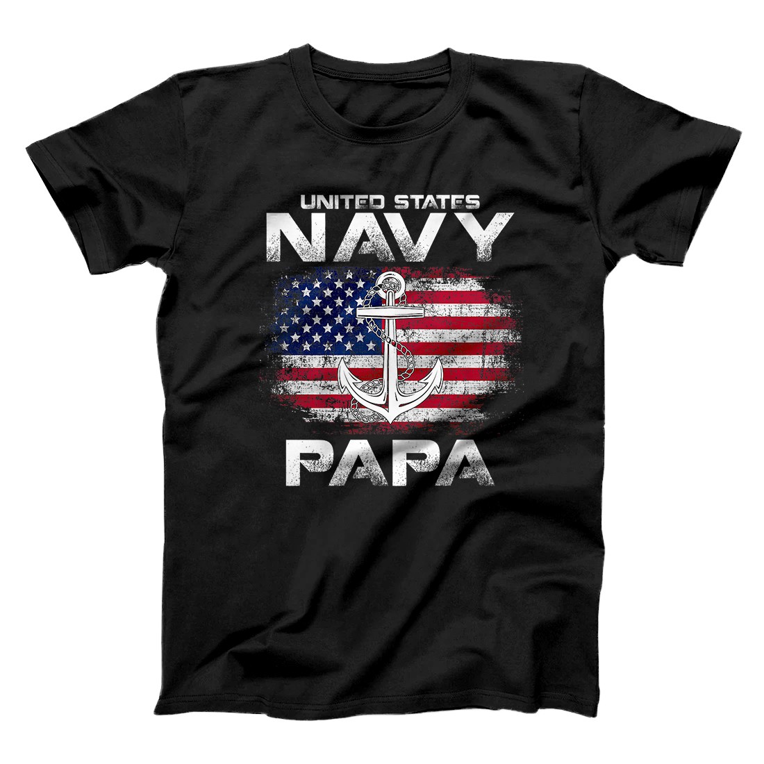 Personalized United States Navy Papa With American Flag Gift Veteran Premium T-Shirt