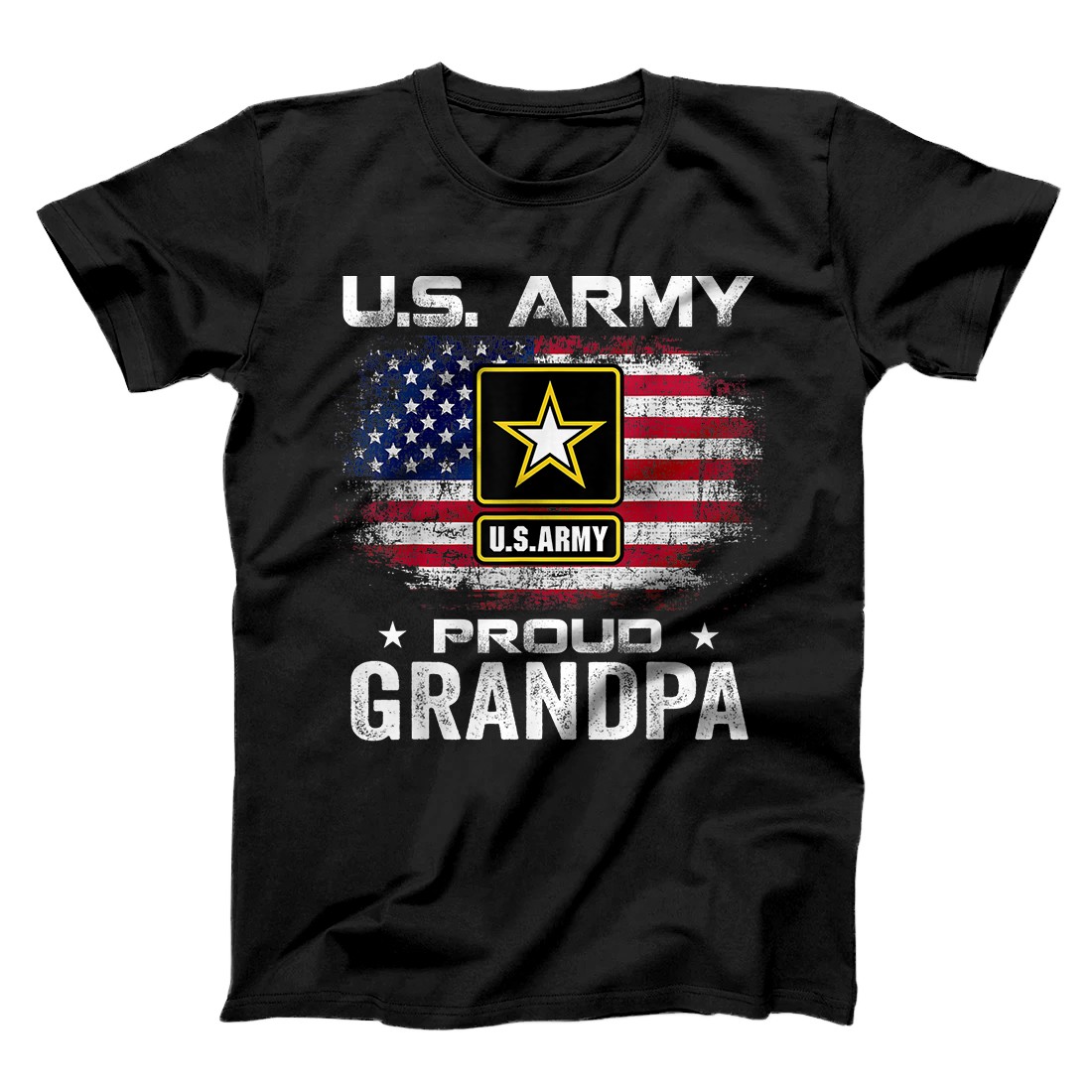 Personalized U.S Army Proud Grandpa With American Flag Gift Veteran Gift T-Shirt