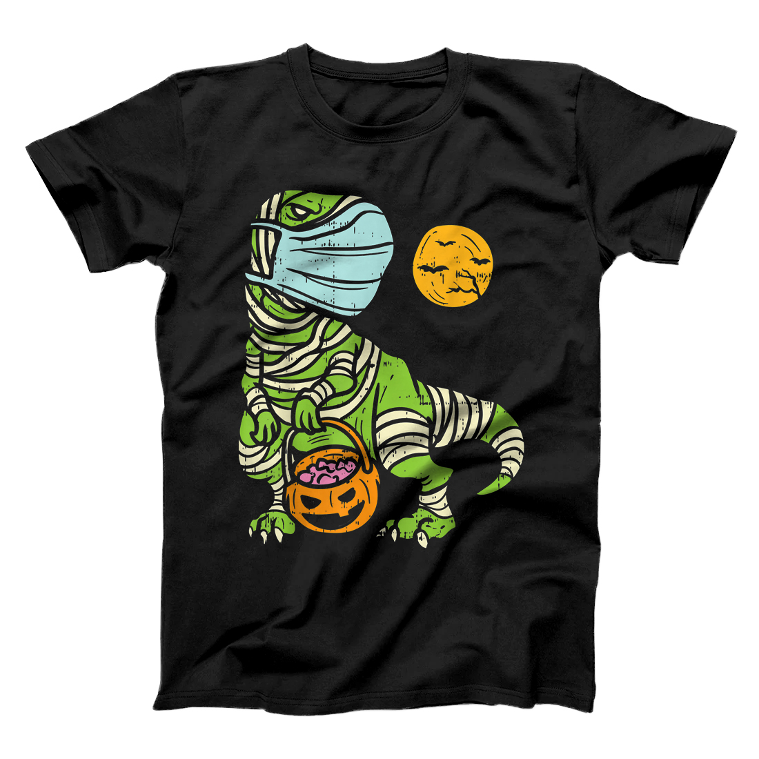 Personalized Mummy TRex Dinosaur Dino Mask Moon Halloween Quarantine Gift T-Shirt