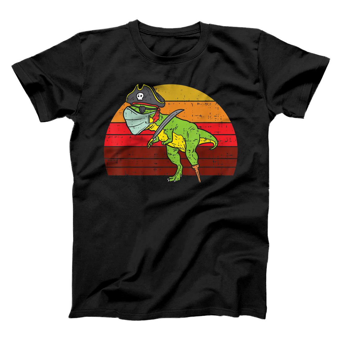Personalized Pirate Trex Dinosaur Dino Face Mask Halloween Quarantine Boy T-Shirt