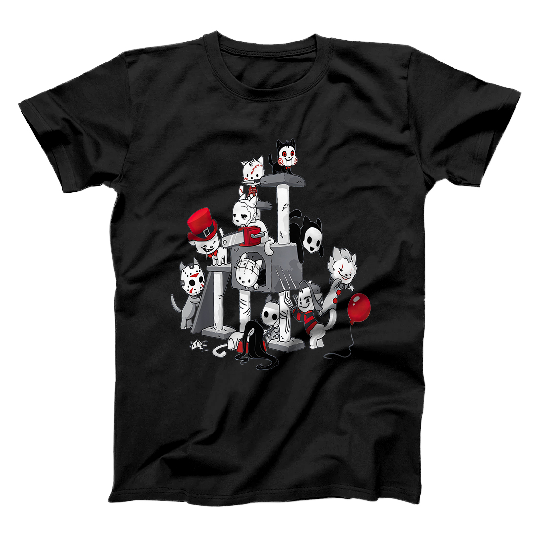 Personalized Funny Halloween Cat Scary Horror Clown Cats Lover T-Shirt