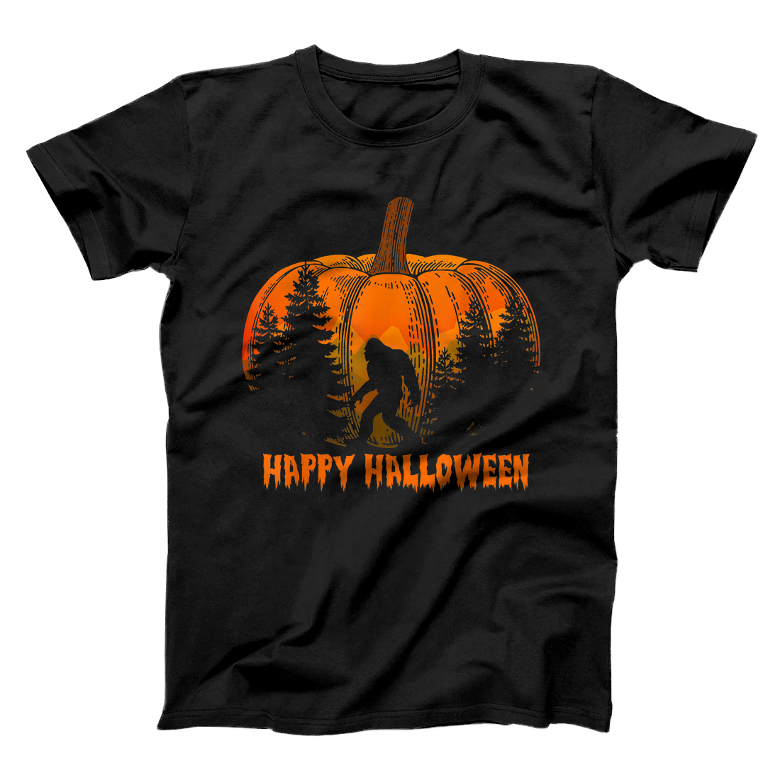Personalized Funny Vintage Bigfoot Pumpkin Halloween Trick or Treat Gift T-Shirt