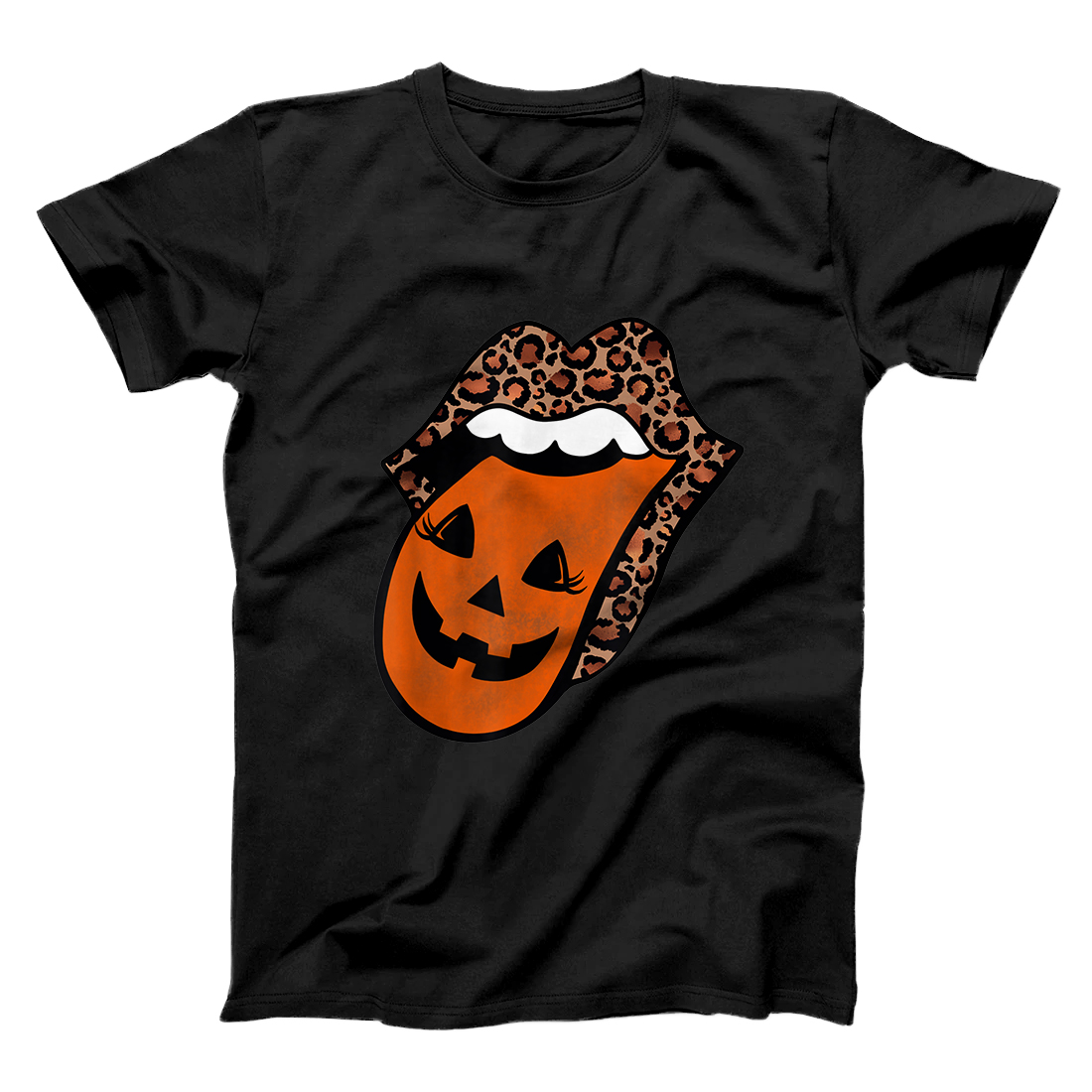 Personalized Leopard Lips Pumpkin Tongue Women Girls Halloween Costume T-Shirt