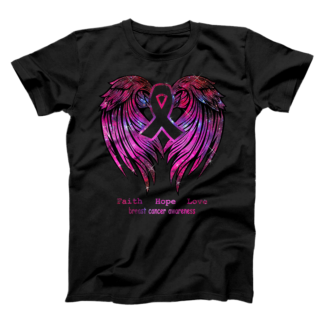 Personalized Faith hope love breast cancer awareness pink wings back T-Shirt