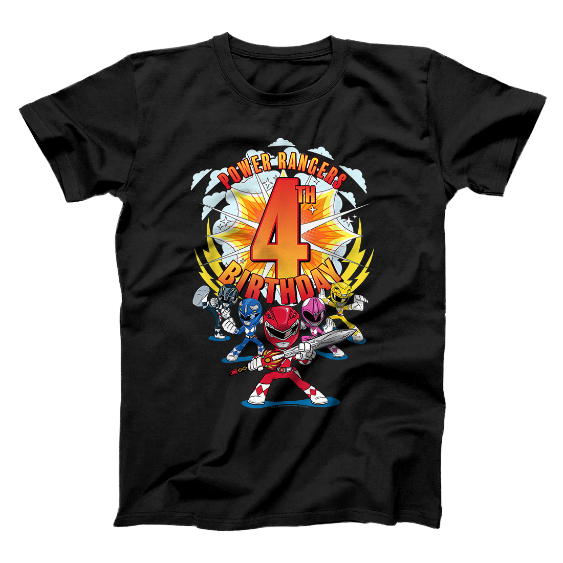 Personalized Power Rangers Group Shot 4th Birthday T-Shirt