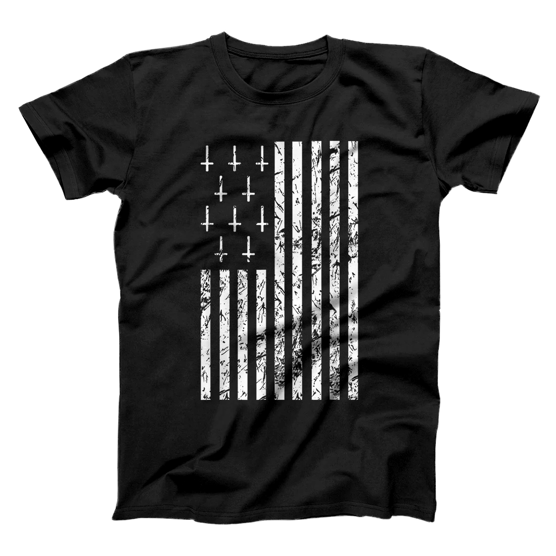 Personalized Upside Down Cross Occult Symbol Satanic American Flag T-Shirt