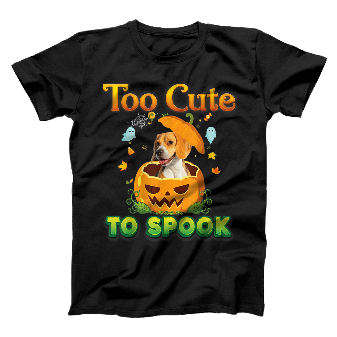 Personalized Too Cute To Spook Beagle Dog Halloween Pumpkin Witch Hat T-Shirt