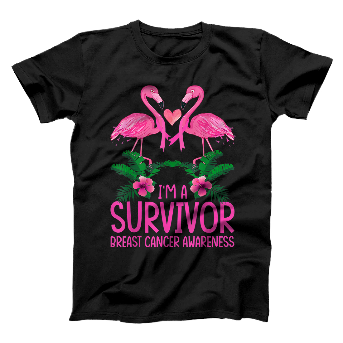 Personalized I'm A Survivor Breast Cancer Awareness Flamingo T-Shirt
