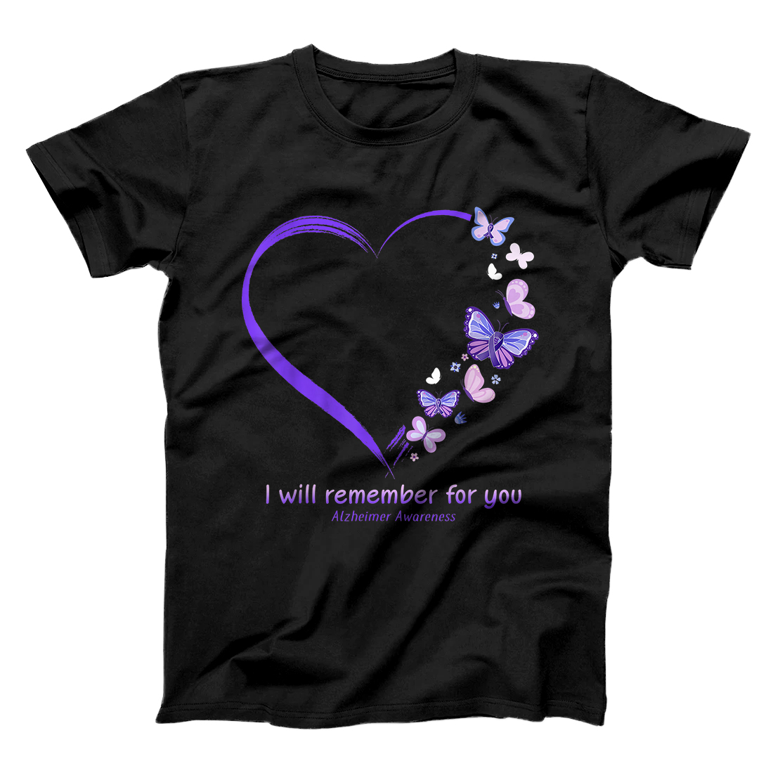 Personalized I Will Remember For You Butterfly Alzheimer's Awareness T-Shirt