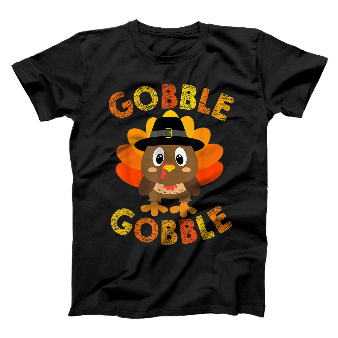 Personalized Cute Gobble Gobble Turkey Pilgrim Little Boys Thanksgiving T-Shirt