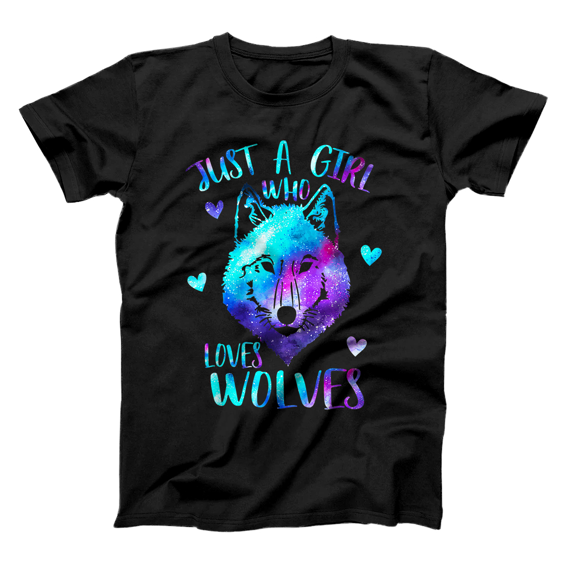 Personalized Just a Girl Who Loves Wolves Galaxy Space Wolf Lover Gift T-Shirt