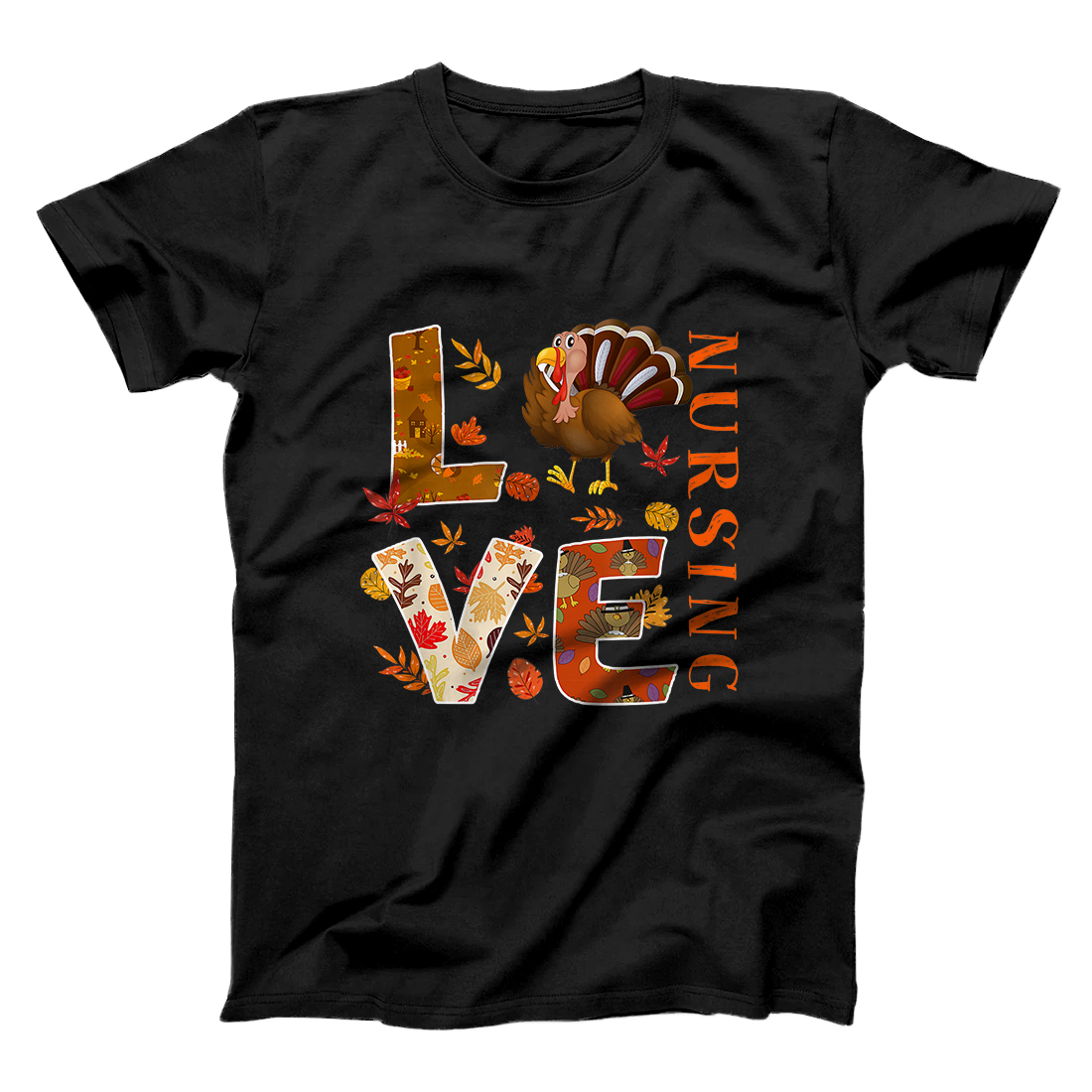 Personalized LOVE Nursing Nurse Gifts Turkey Autumn Fall Thanksgiving T-Shirt