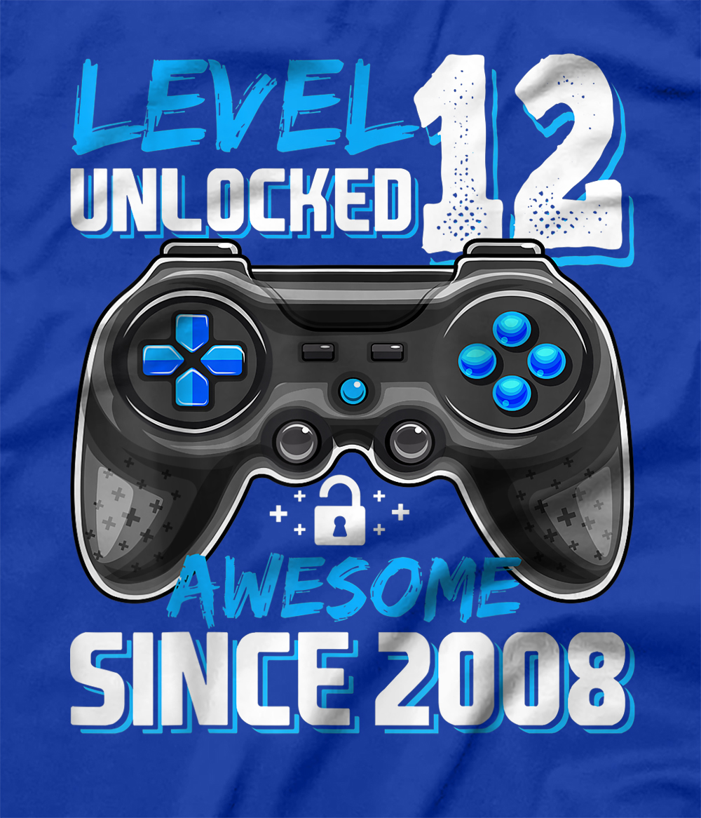 Level 12 Unlocked Awesome 2008 Video Game 12th Birthday Gift T-Shirt