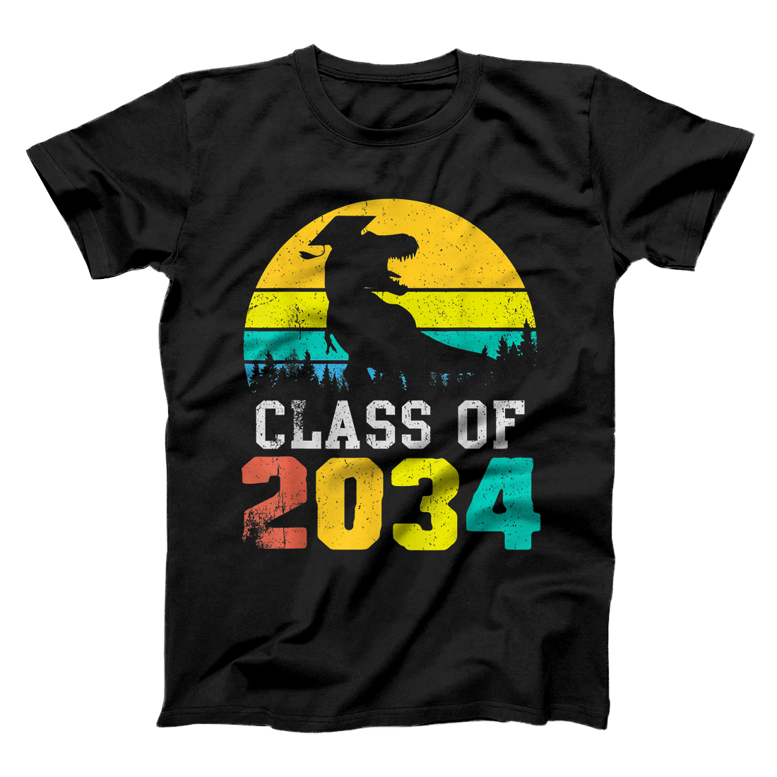 Personalized Funny Dinosaur T Rex Class Of 2034 First Day Pre-K Boys Kids T-Shirt