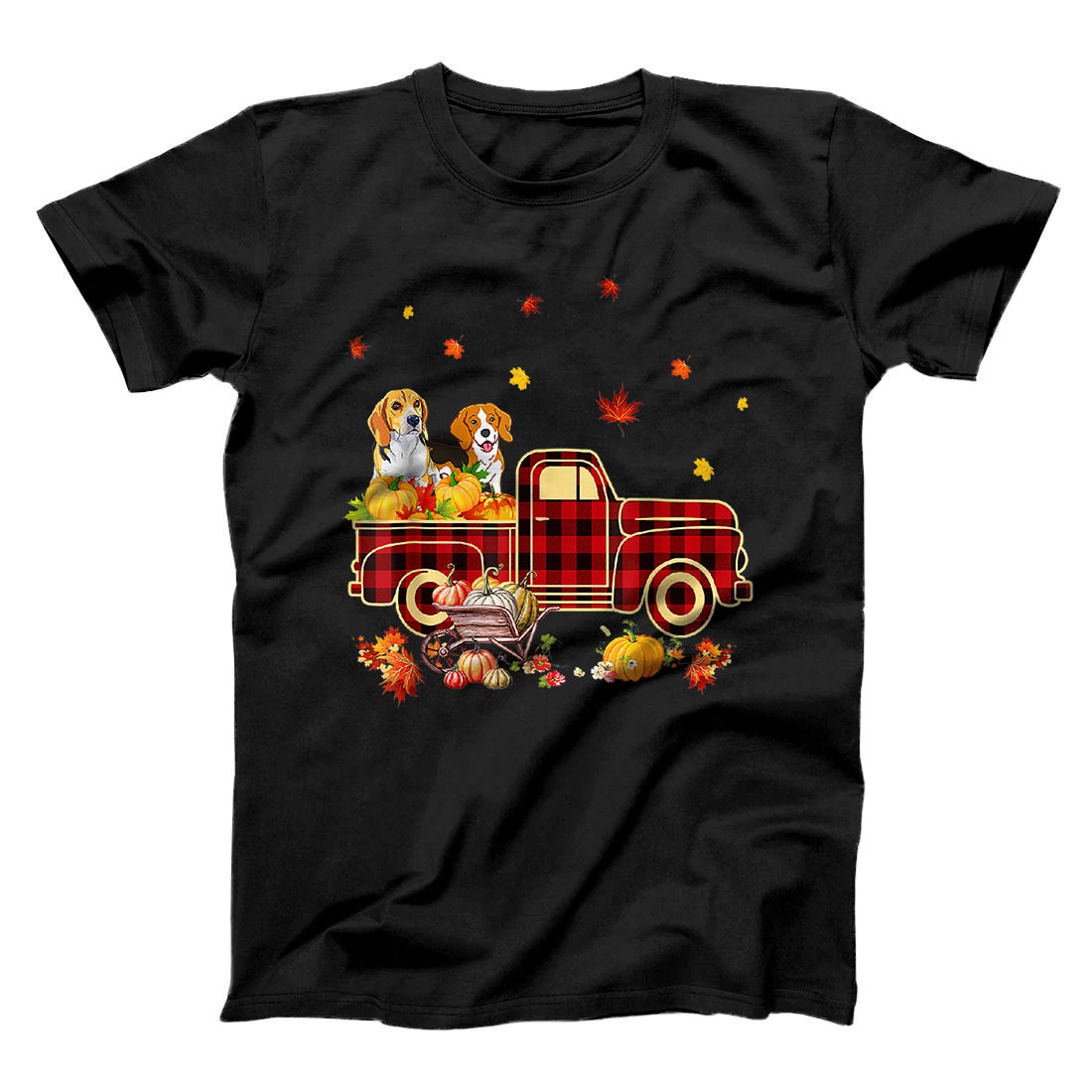 Personalized Beagle Pumpkin Truck Fall Leaf Thanksgiving Halloween Gift T-Shirt