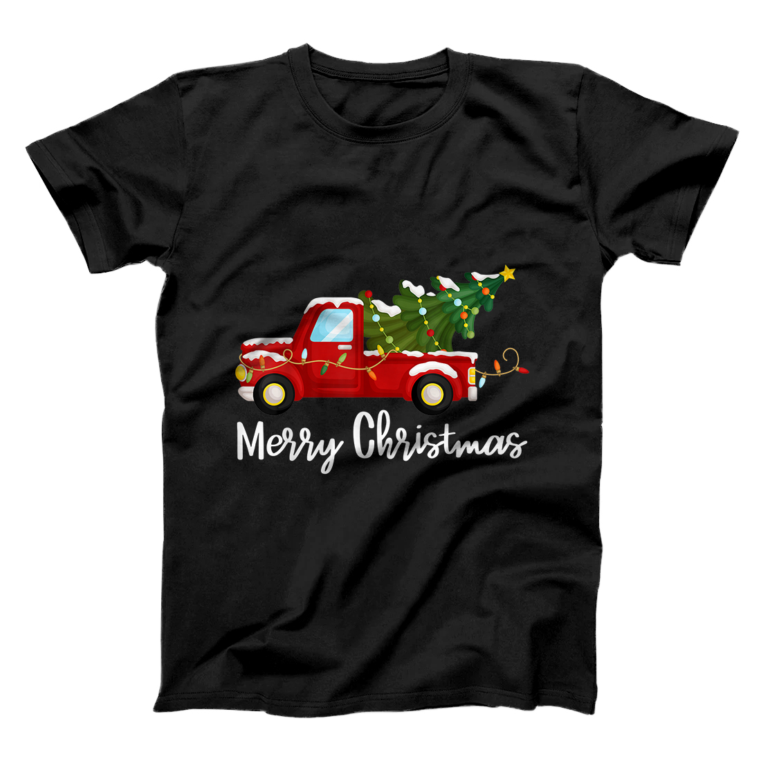 Personalized Vintage Wagon Christmas Tree Red Retro Farmer Truck Vacation T-Shirt