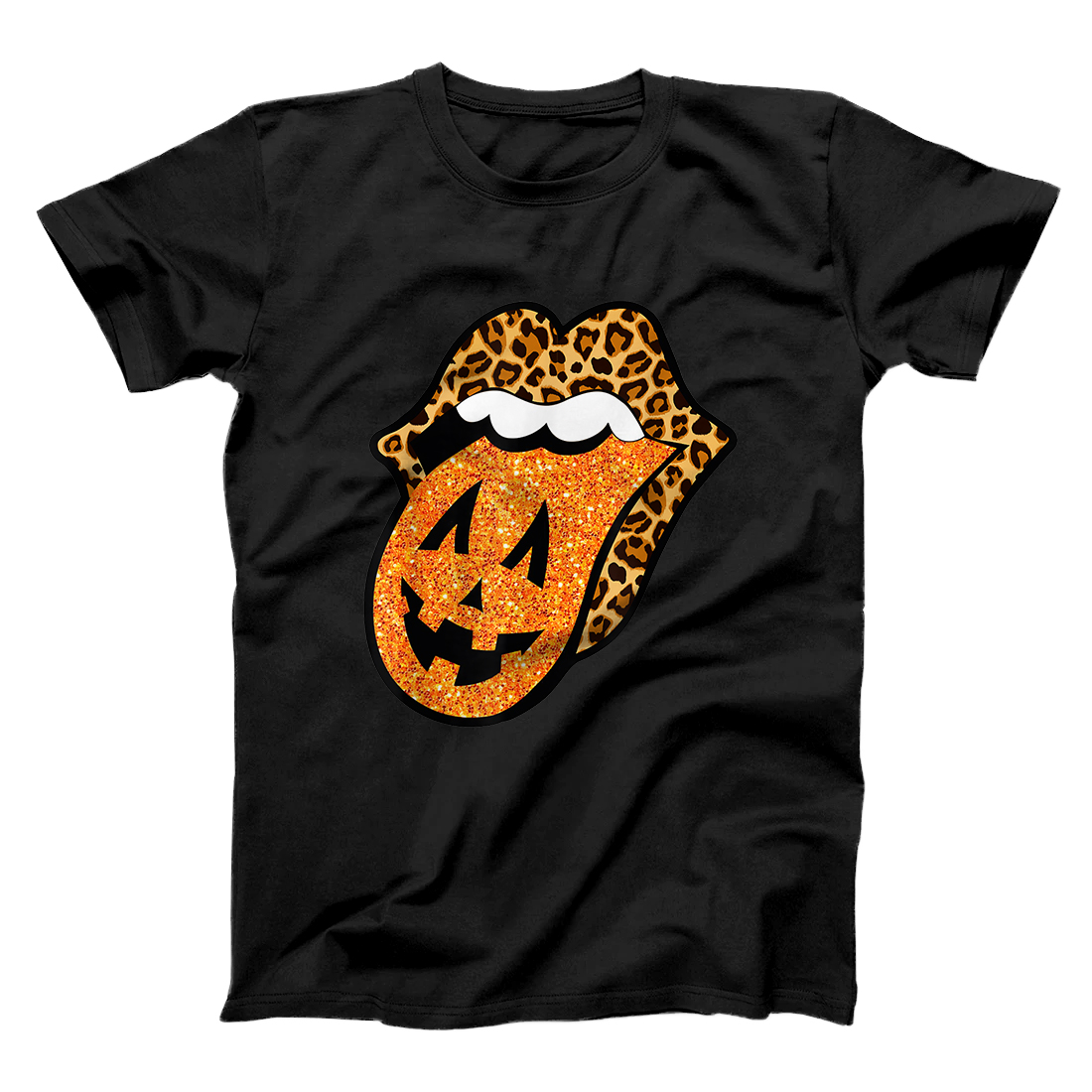 Personalized Pumpkin Tongue With Leopard Lips Halloween Gift Women Girl T-Shirt