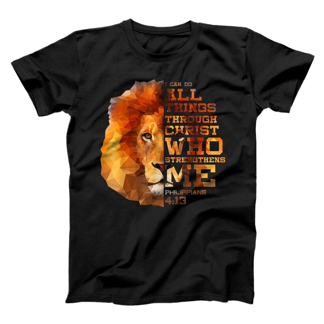 Personalized Philippians 4:13 Christian Bible Verse Lion Head T-Shirt