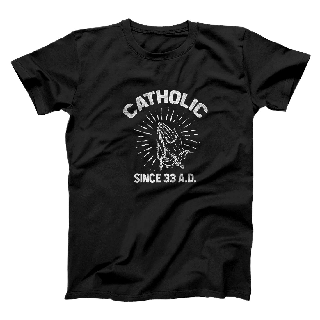 Personalized Catholic Since 33 AD Jesus Follower Rosary Prayer Praying Premium T-Shirt