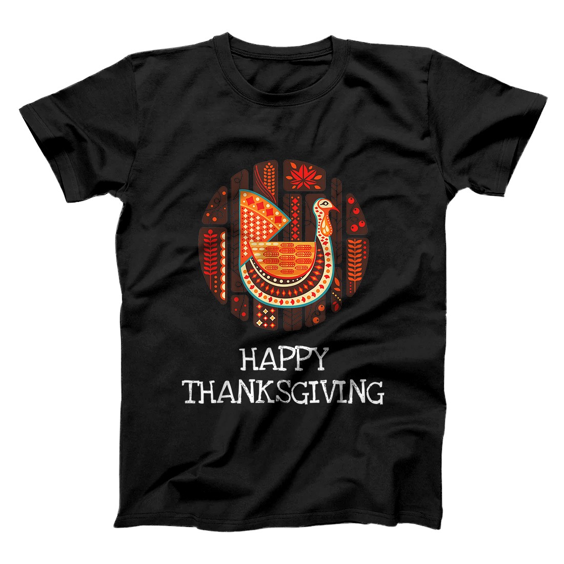 Personalized Happy Thanksgiving Turkey Fall Graphic Women Teen Girls T-Shirt
