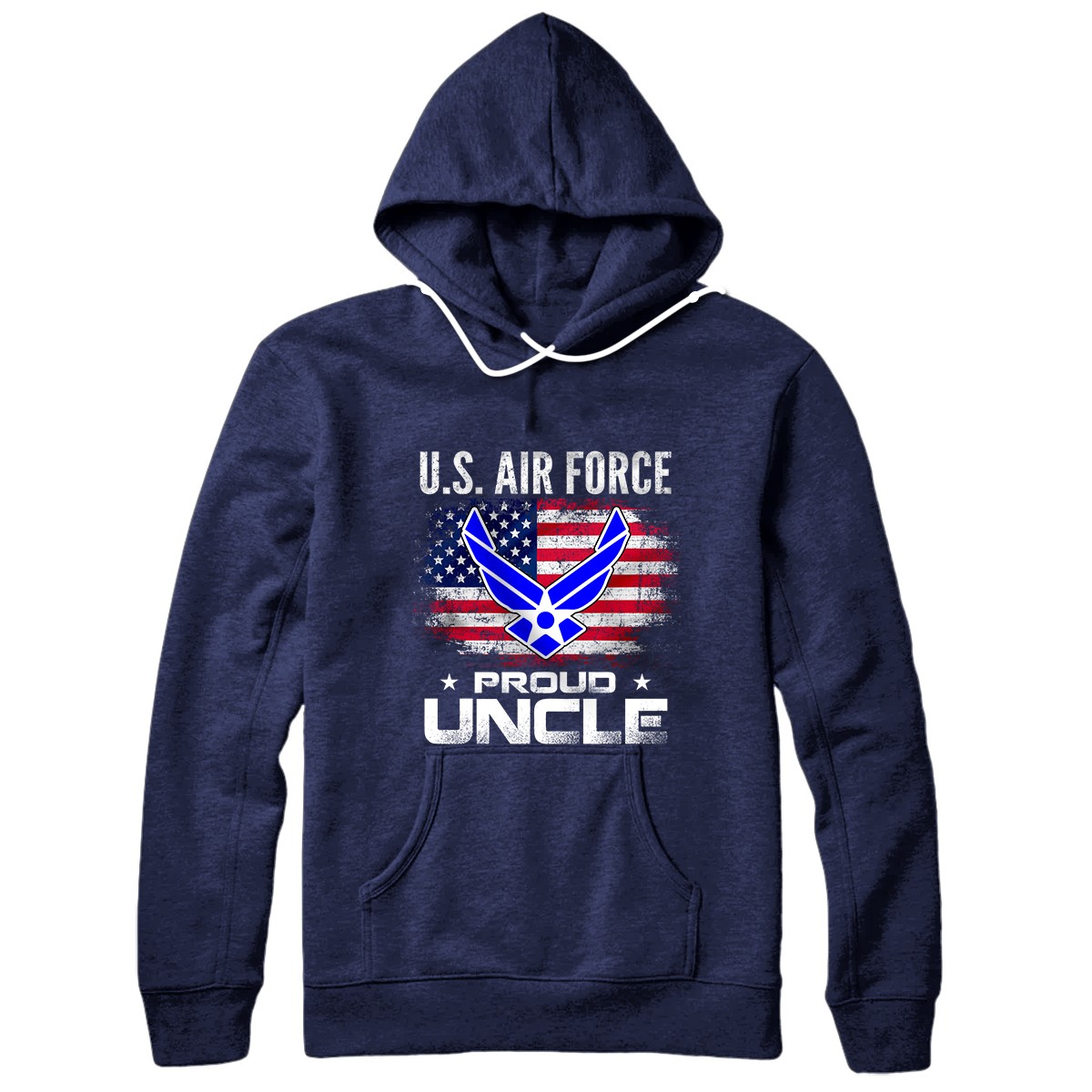 U.S Air Force Proud Uncle With American Flag Gift Veteran Pullover Hoodie
