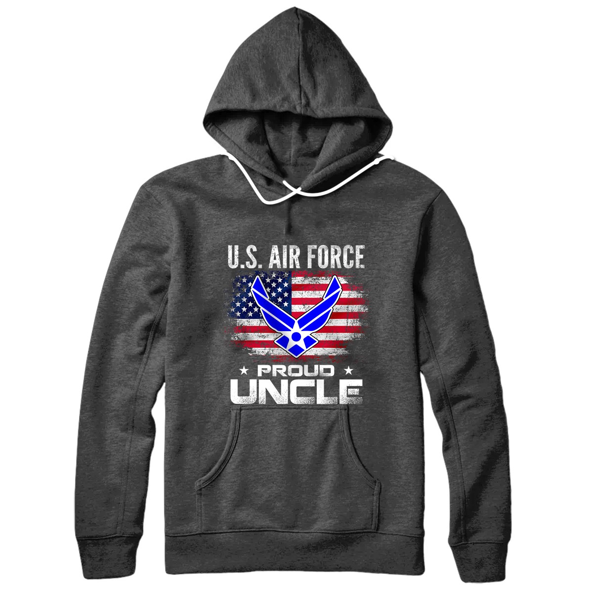 U.S Air Force Proud Uncle With American Flag Gift Veteran Pullover Hoodie