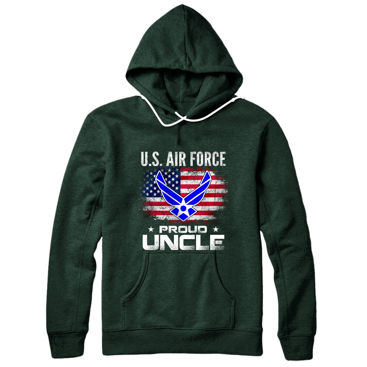 U.S Air Force Proud Uncle With American Flag Gift Veteran Pullover Hoodie