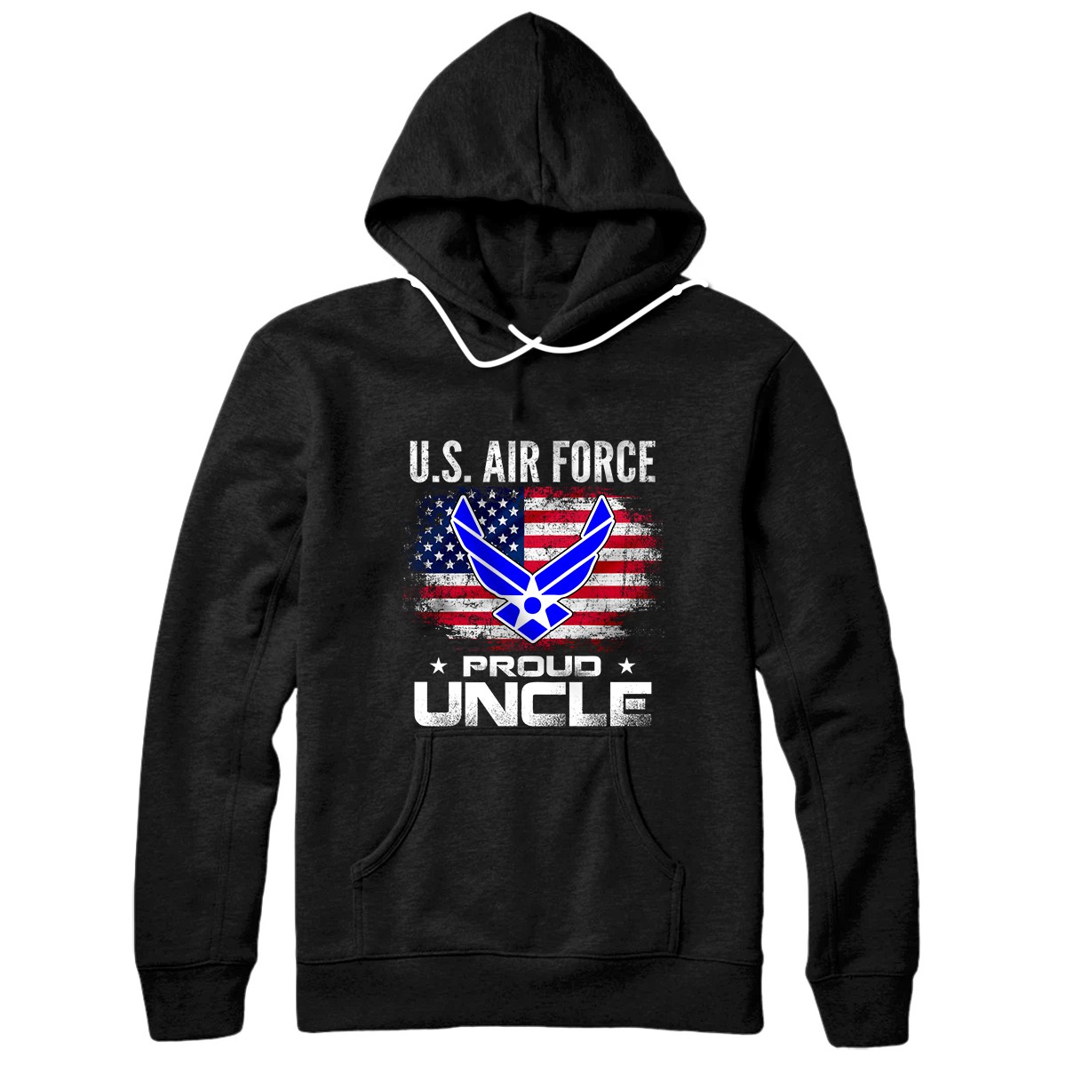 U.S Air Force Proud Uncle With American Flag Gift Veteran Pullover Hoodie