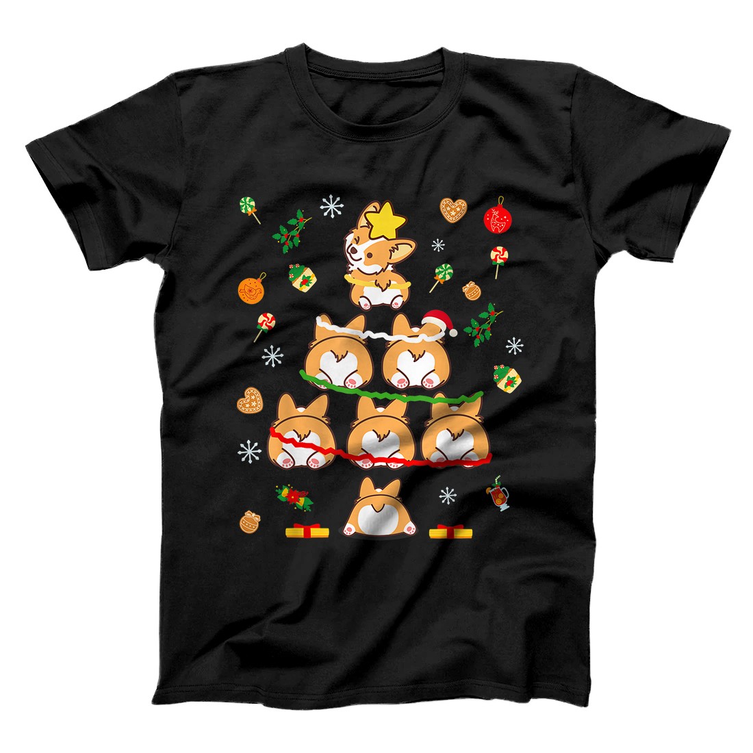 Personalized Funny Corgi Butt Christmas Tree Dog Lover Xmas Gift Corgmas T-Shirt