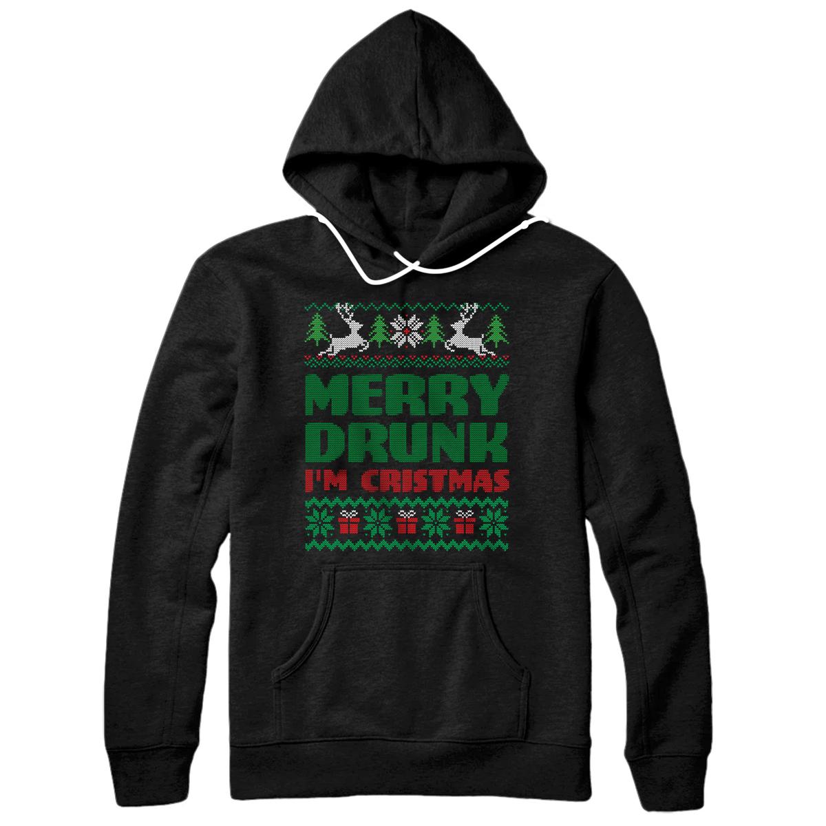 Personalized Merry Drunk I'm Christmas I Ugly Christmas Pullover Hoodie